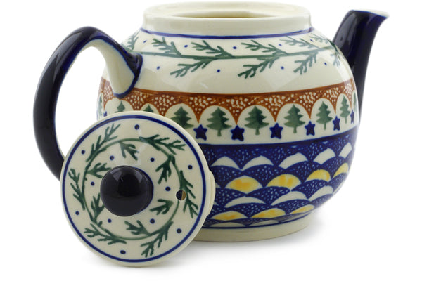 Polish Pottery 4 Cup Tea or Coffee Pot Pine Boughs