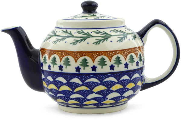 Polish Pottery 4 Cup Tea or Coffee Pot Pine Boughs