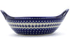 Polish Pottery 12-inch Bowl with Handles Flowering Peacock