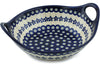 Polish Pottery 10" Bowl with Handles Flowering Peacock