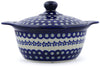 Polish Pottery 11" Baker with Cover with Handles Flowering Peacock