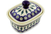 Polish Pottery Butter box Peacock Leaves