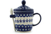 Polish Pottery 12 oz Brewing Mug with Spoon Flowering Peacock