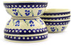 Polish Pottery 7" Set of 6 Bowls Cobalt Pansy