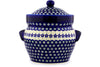 Polish Pottery 10" Jar with Lid and Handles Flowering Peacock